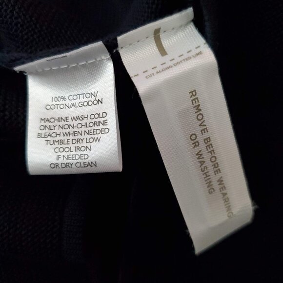 💎062 Ann Taylor Loft Long Sleeve 100% Cotton Navy Top - Picture 4 of 5